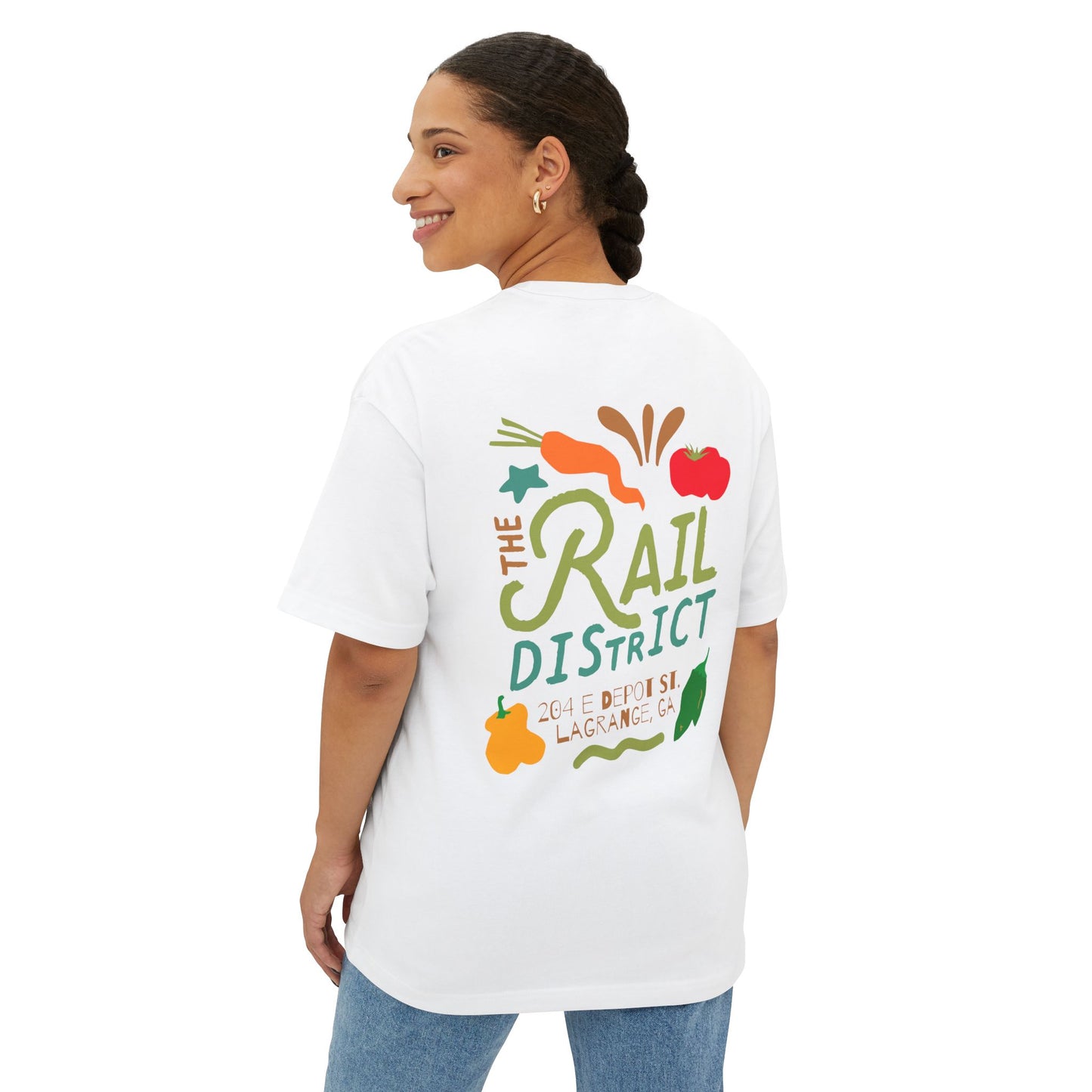 Handmade, Homemade, Homegrown - Market at Rail District - Unisex Oversized Boxy Tee