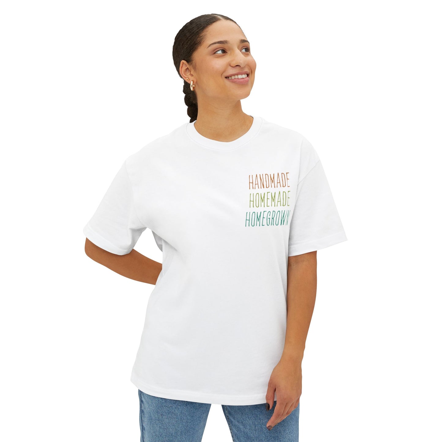 Handmade, Homemade, Homegrown - Market at Rail District - Unisex Oversized Boxy Tee