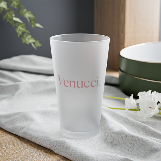 Venucci Frosted Pint Glass for Every Occasion, Personalized Barware, Unique Gift for Beer Lovers, Elegant Drinkware, Home Bar Essential